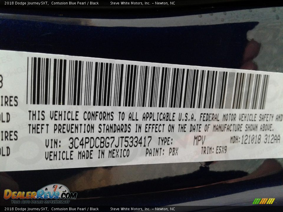 2018 Dodge Journey SXT Contusion Blue Pearl / Black Photo #34