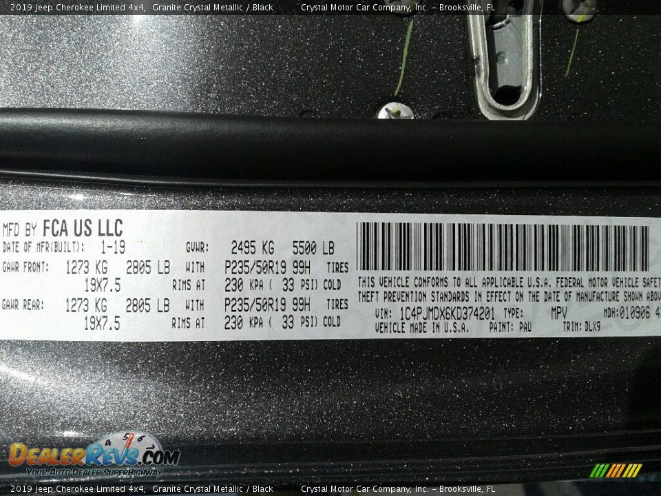 2019 Jeep Cherokee Limited 4x4 Granite Crystal Metallic / Black Photo #21
