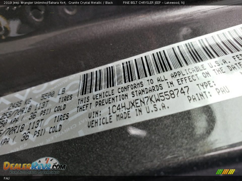 Jeep Color Code PAU Granite Crystal Metallic