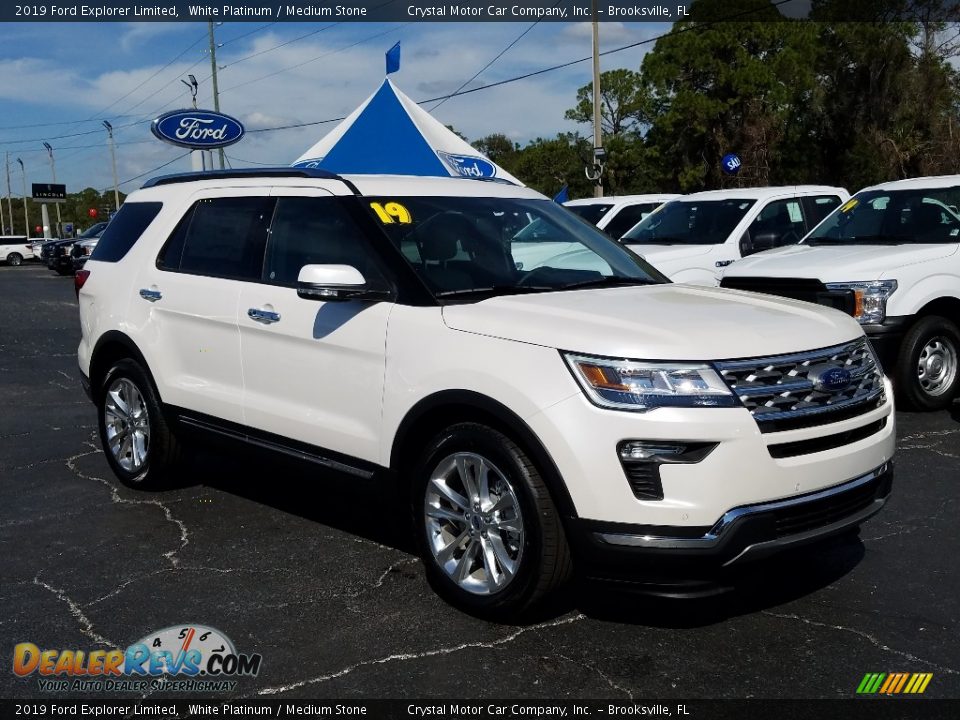 2019 Ford Explorer Limited White Platinum / Medium Stone Photo #7