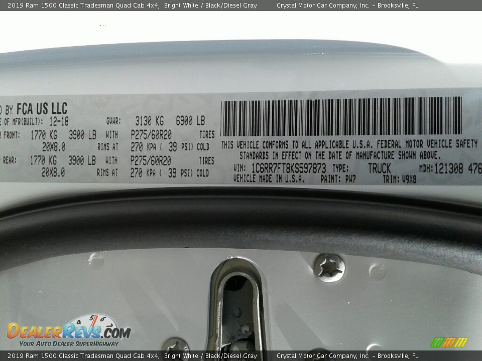 2019 Ram 1500 Classic Tradesman Quad Cab 4x4 Bright White / Black/Diesel Gray Photo #21