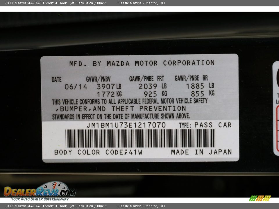 2014 Mazda MAZDA3 i Sport 4 Door Jet Black Mica / Black Photo #19