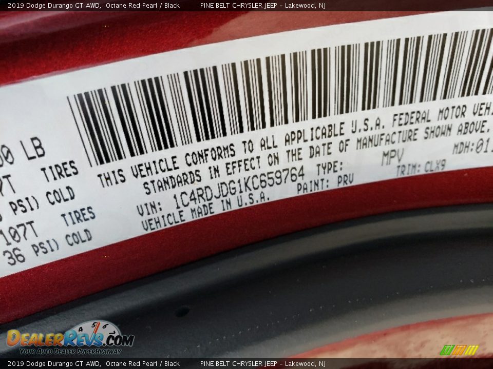 2019 Dodge Durango GT AWD Octane Red Pearl / Black Photo #9