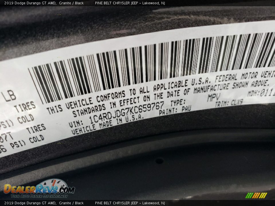 2019 Dodge Durango GT AWD Granite / Black Photo #9