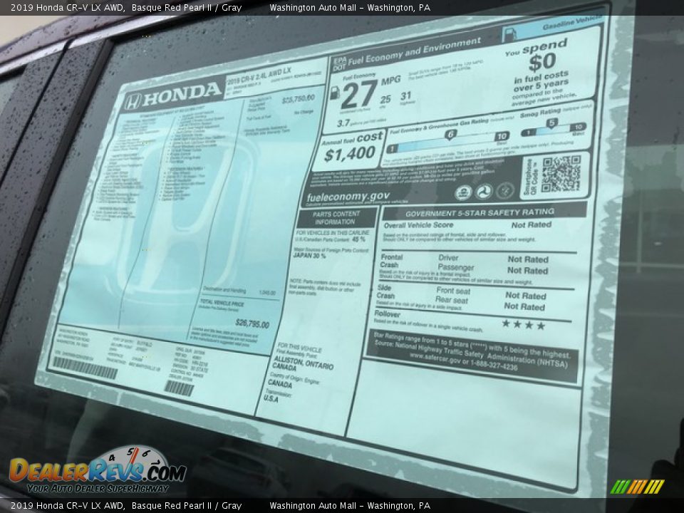 2019 Honda CR-V LX AWD Basque Red Pearl II / Gray Photo #10