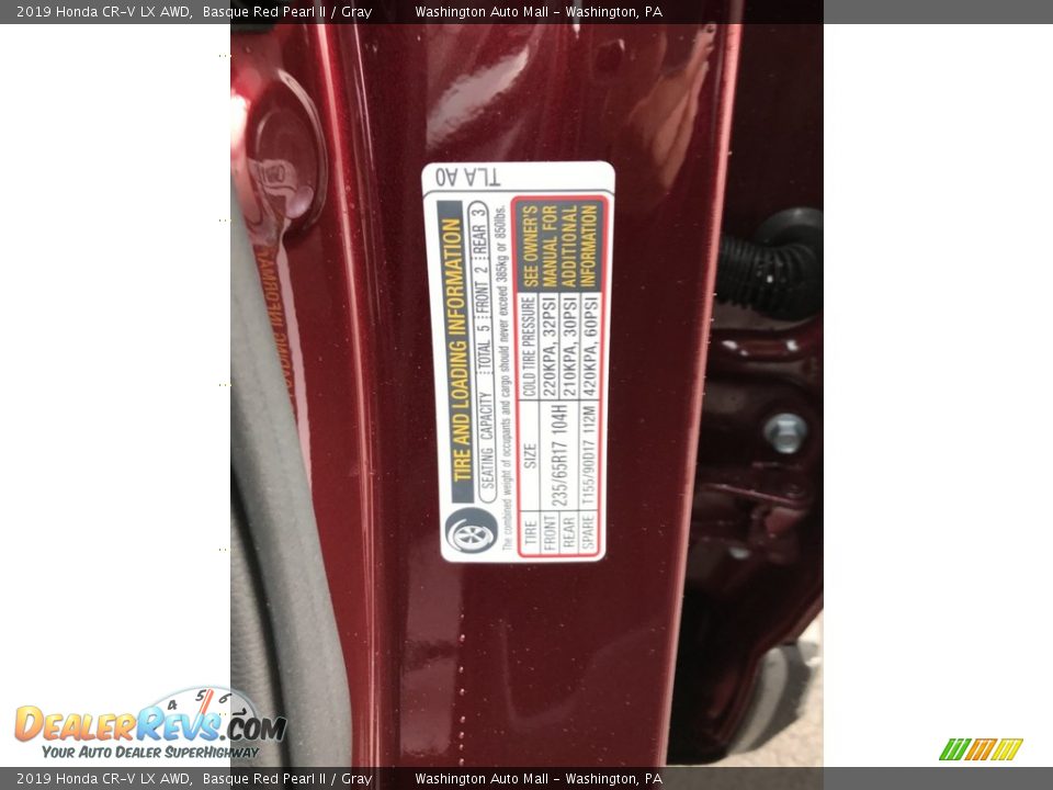 2019 Honda CR-V LX AWD Basque Red Pearl II / Gray Photo #12