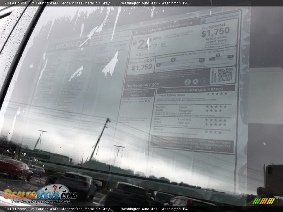 2019 Honda Pilot Touring AWD Modern Steel Metallic / Gray Photo #10
