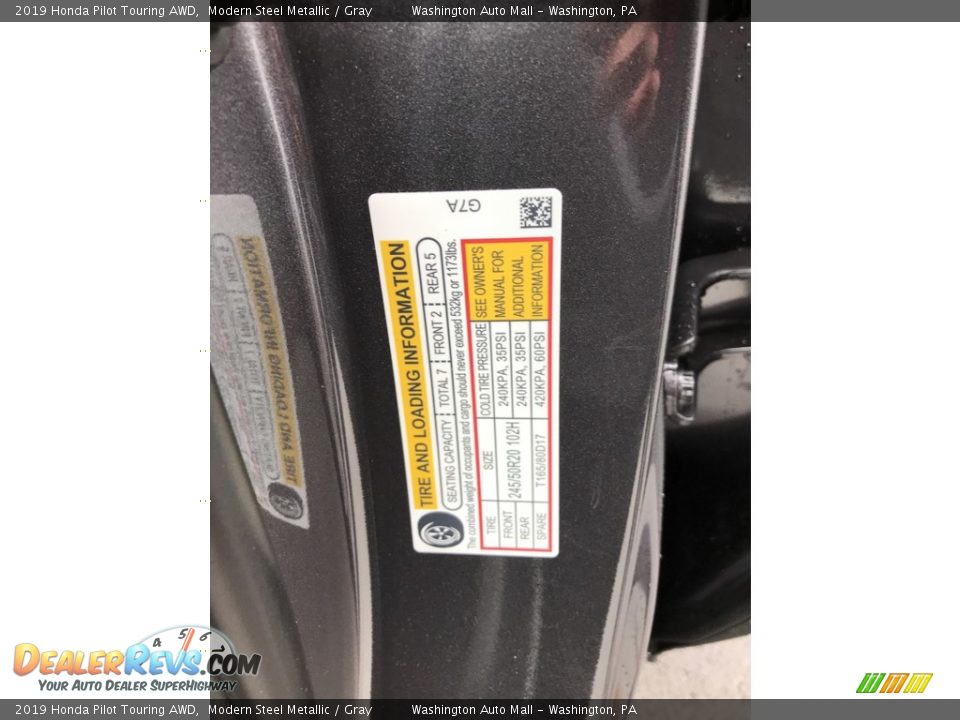 2019 Honda Pilot Touring AWD Modern Steel Metallic / Gray Photo #12