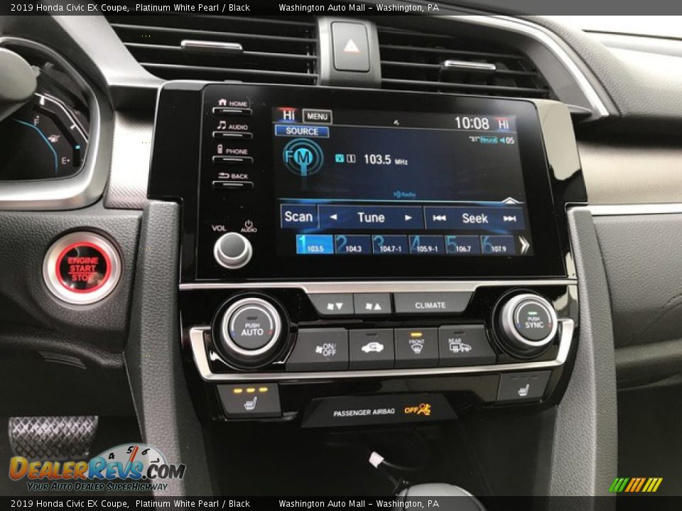 2019 Honda Civic EX Coupe Platinum White Pearl / Black Photo #22