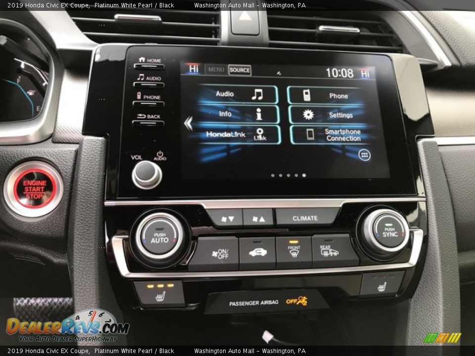 2019 Honda Civic EX Coupe Platinum White Pearl / Black Photo #23