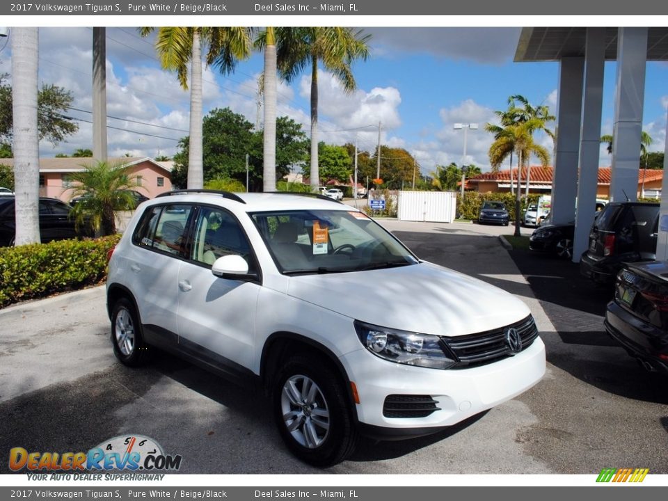 2017 Volkswagen Tiguan S Pure White / Beige/Black Photo #1