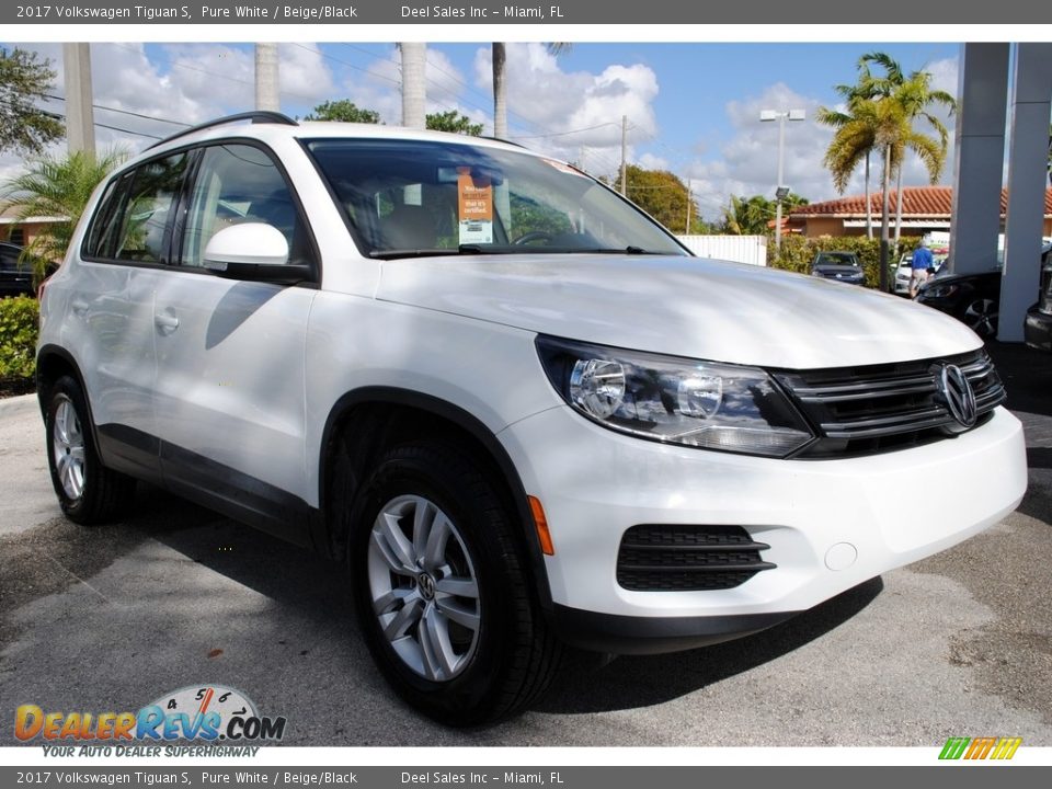 2017 Volkswagen Tiguan S Pure White / Beige/Black Photo #2