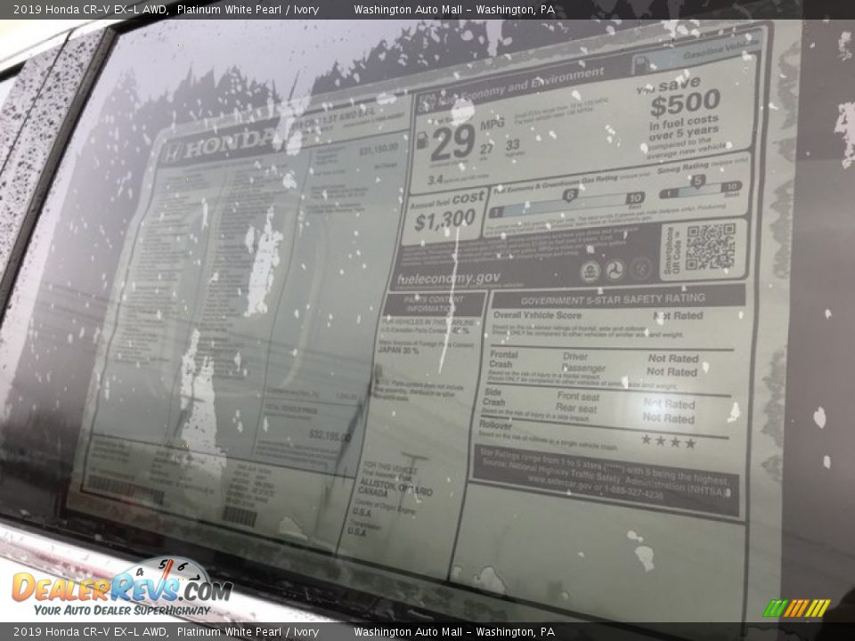 2019 Honda CR-V EX-L AWD Platinum White Pearl / Ivory Photo #10