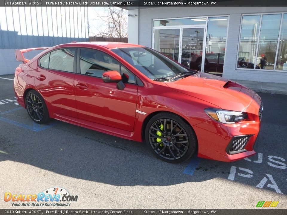 2019 Subaru WRX STI Pure Red / Recaro Black Ultrasuede/Carbon Black Photo #1