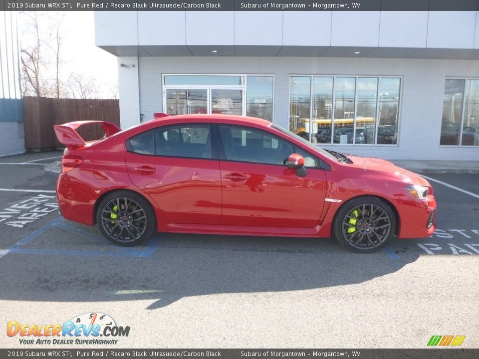 2019 Subaru WRX STI Pure Red / Recaro Black Ultrasuede/Carbon Black Photo #3