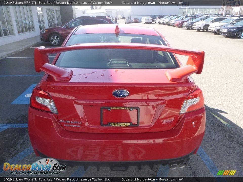 2019 Subaru WRX STI Pure Red / Recaro Black Ultrasuede/Carbon Black Photo #5