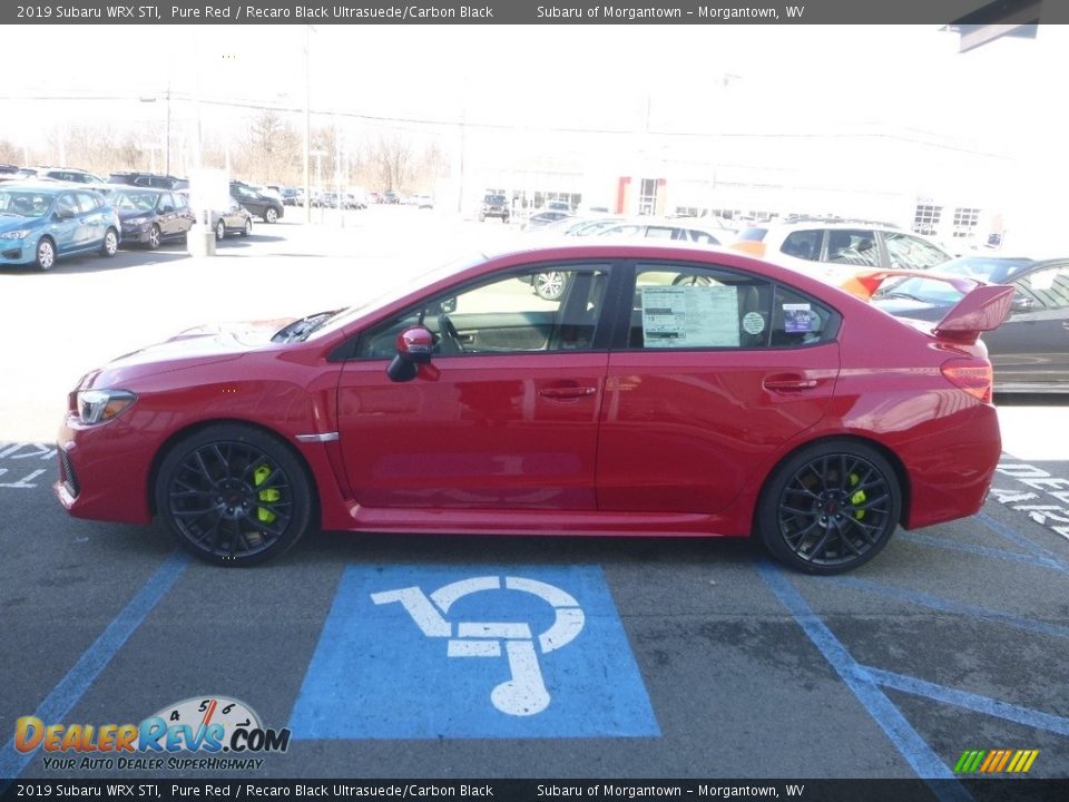 2019 Subaru WRX STI Pure Red / Recaro Black Ultrasuede/Carbon Black Photo #7