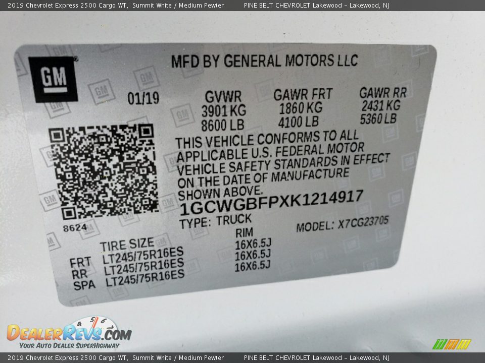 2019 Chevrolet Express 2500 Cargo WT Summit White / Medium Pewter Photo #9