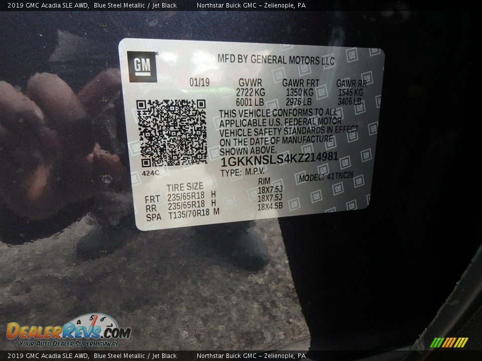 2019 GMC Acadia SLE AWD Blue Steel Metallic / Jet Black Photo #16