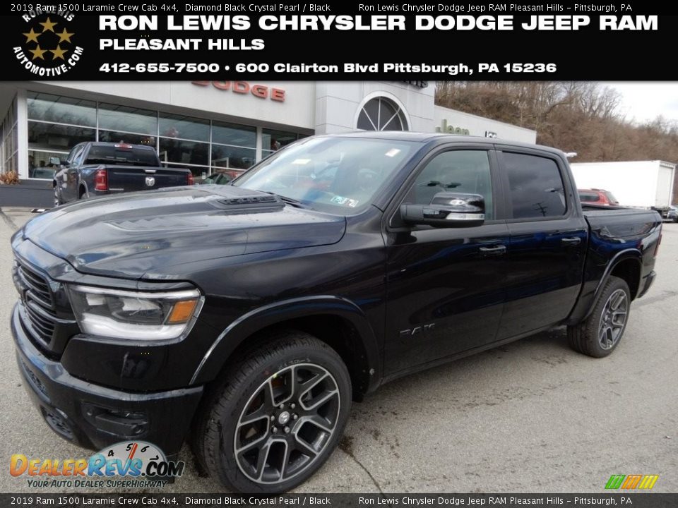 2019 Ram 1500 Laramie Crew Cab 4x4 Diamond Black Crystal Pearl / Black Photo #1