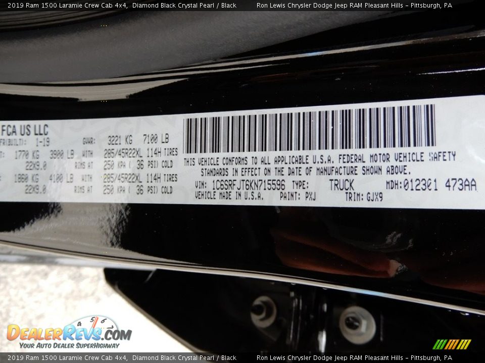 2019 Ram 1500 Laramie Crew Cab 4x4 Diamond Black Crystal Pearl / Black Photo #15