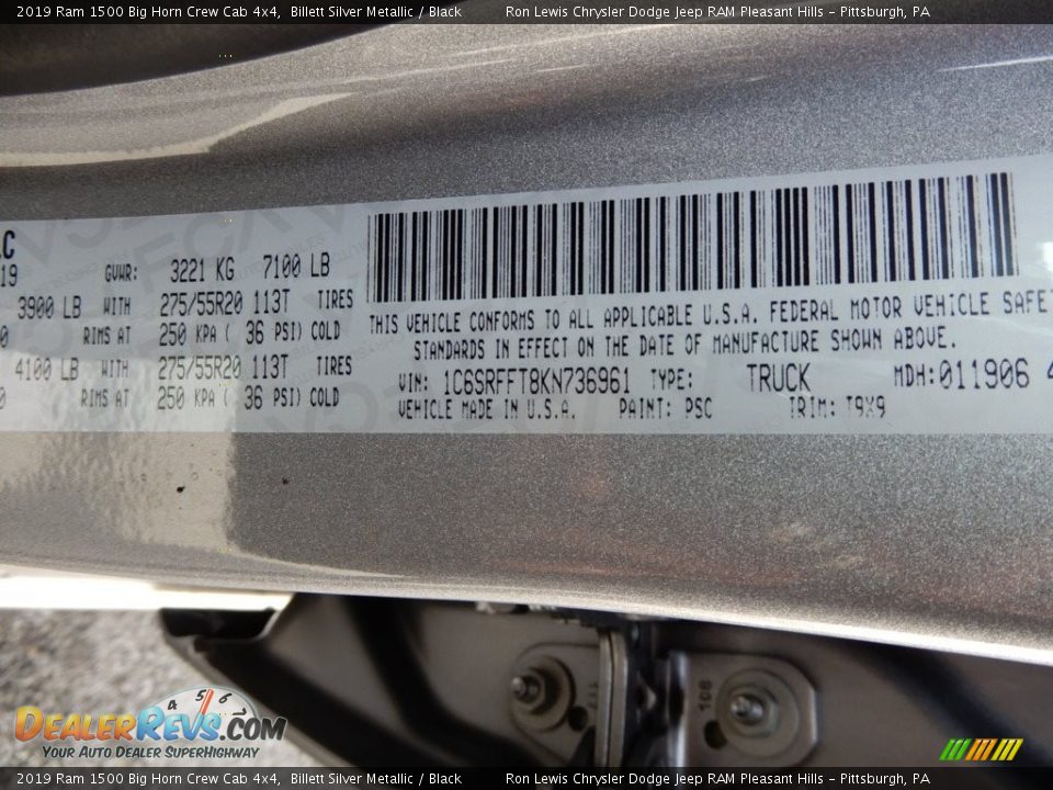 2019 Ram 1500 Big Horn Crew Cab 4x4 Billett Silver Metallic / Black Photo #15