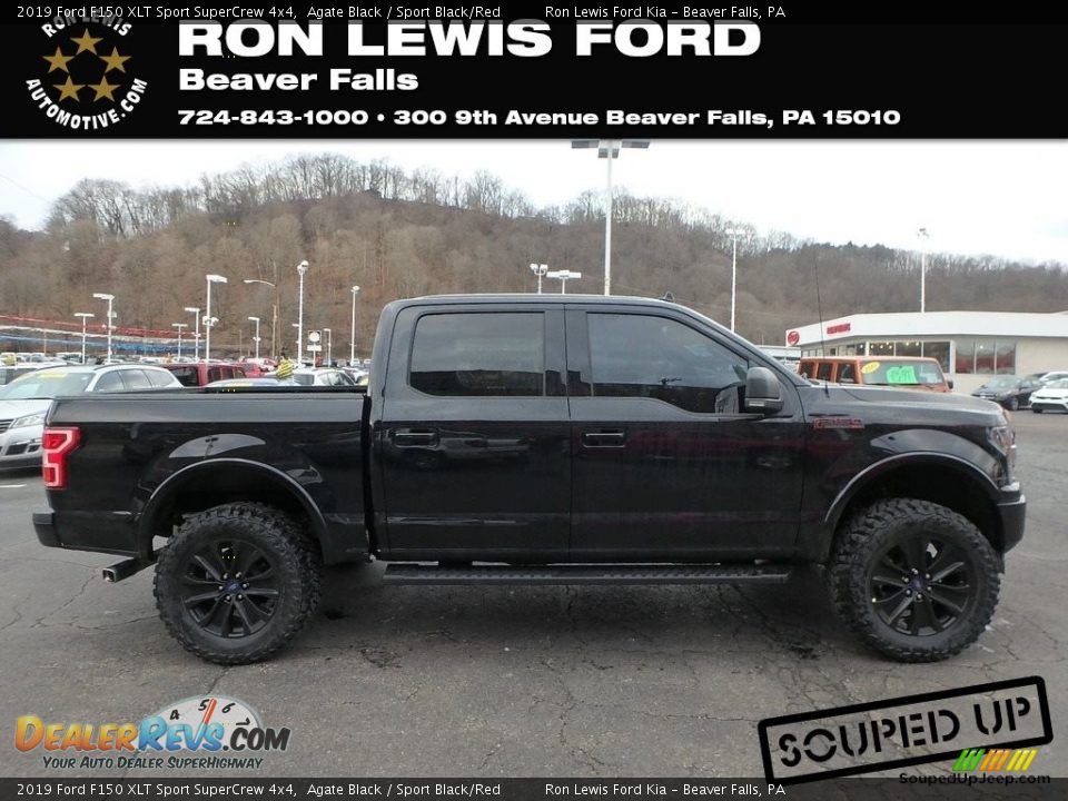 2019 Ford F150 XLT Sport SuperCrew 4x4 Agate Black / Sport Black/Red Photo #1