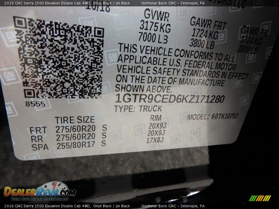 2019 GMC Sierra 1500 Elevation Double Cab 4WD Onyx Black / Jet Black Photo #16