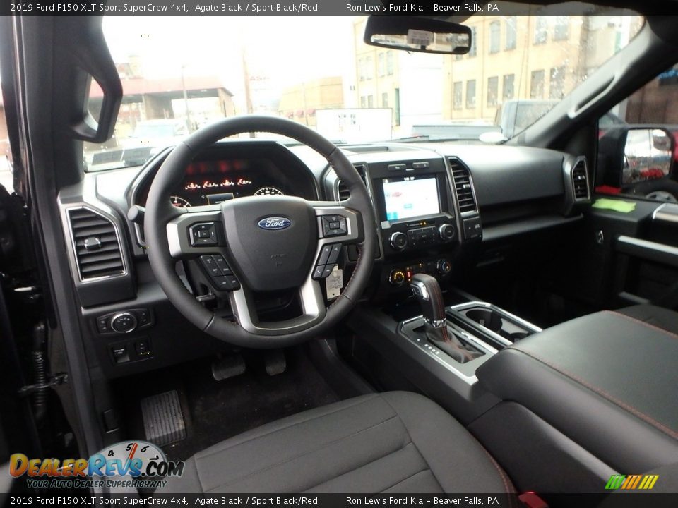 2019 Ford F150 XLT Sport SuperCrew 4x4 Agate Black / Sport Black/Red Photo #12