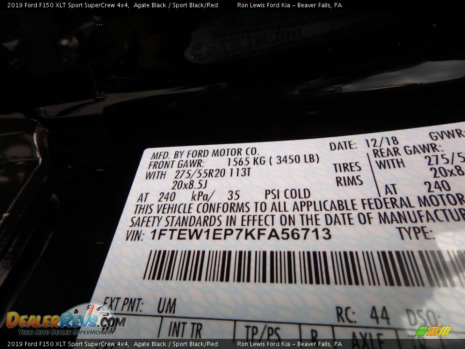 2019 Ford F150 XLT Sport SuperCrew 4x4 Agate Black / Sport Black/Red Photo #14