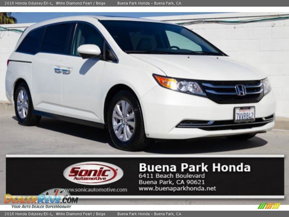 2016 Honda Odyssey EX-L White Diamond Pearl / Beige Photo #1