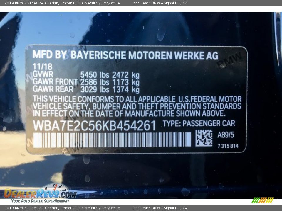 2019 BMW 7 Series 740i Sedan Imperial Blue Metallic / Ivory White Photo #11
