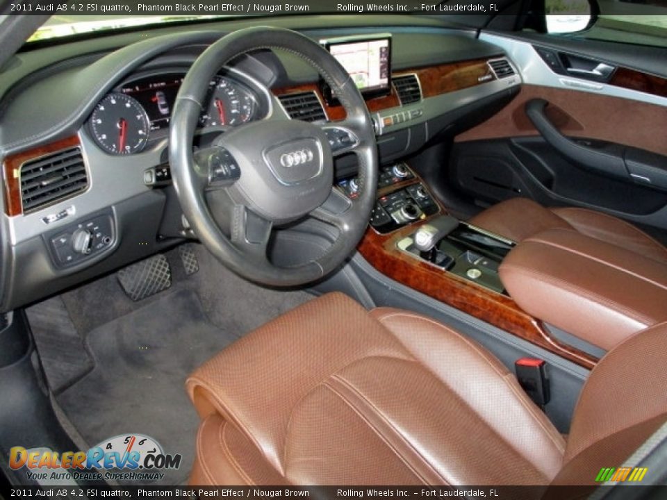 2011 Audi A8 4.2 FSI quattro Phantom Black Pearl Effect / Nougat Brown Photo #13