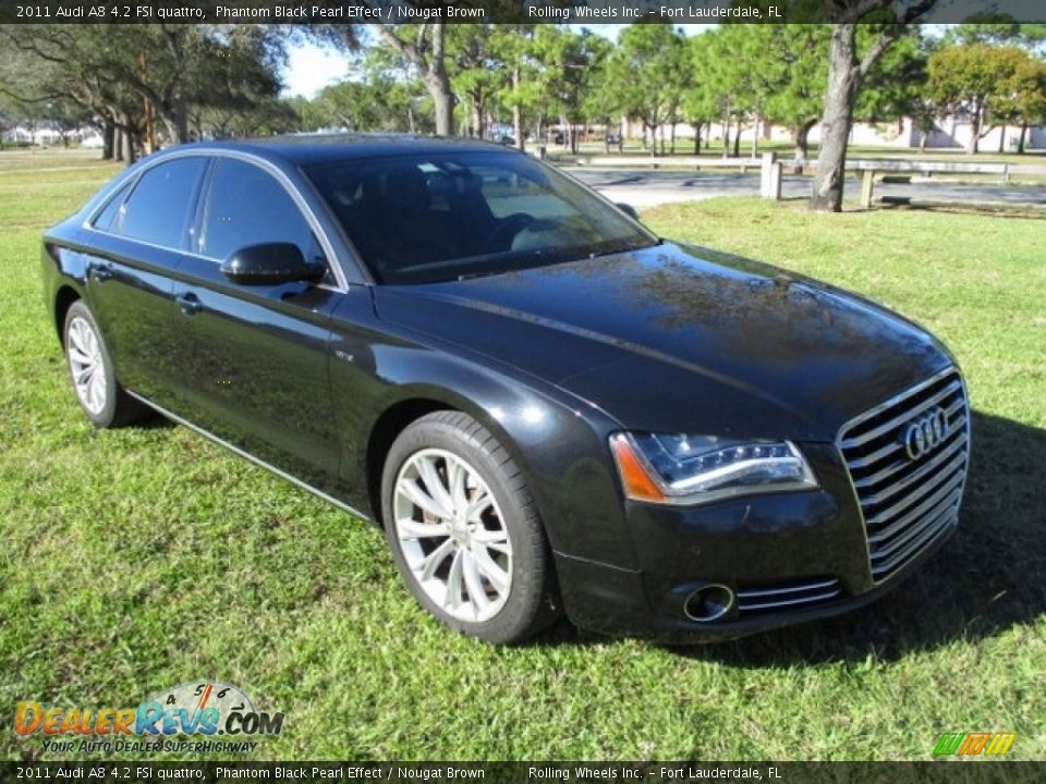 2011 Audi A8 4.2 FSI quattro Phantom Black Pearl Effect / Nougat Brown Photo #14