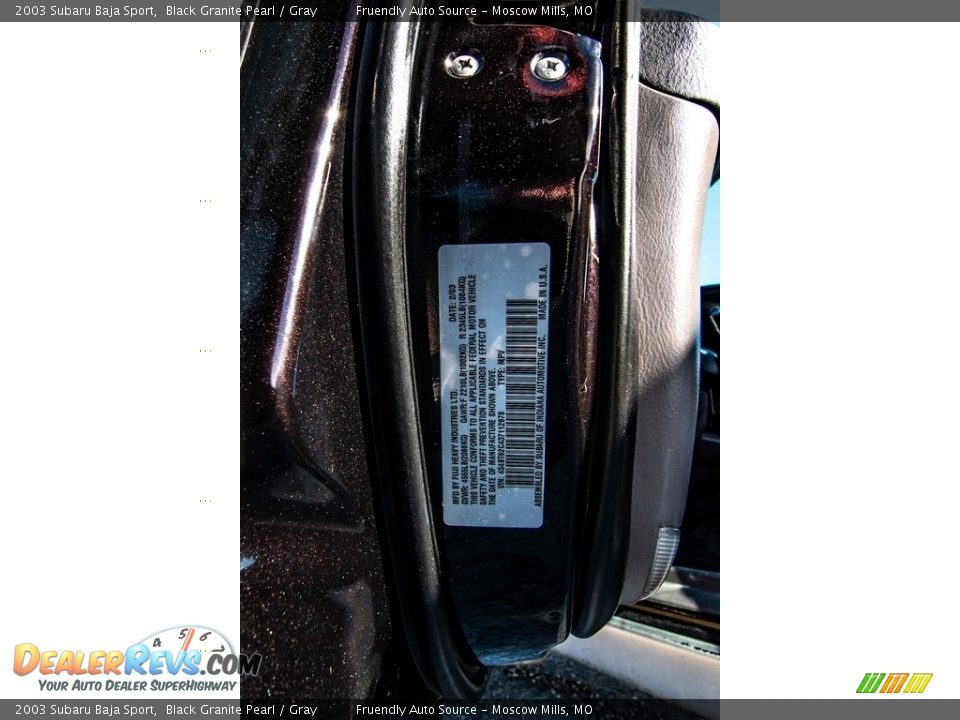 2003 Subaru Baja Sport Black Granite Pearl / Gray Photo #36