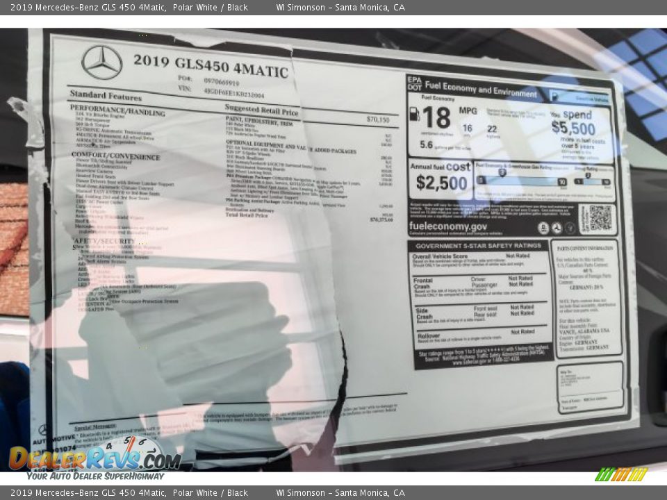 2019 Mercedes-Benz GLS 450 4Matic Polar White / Black Photo #10