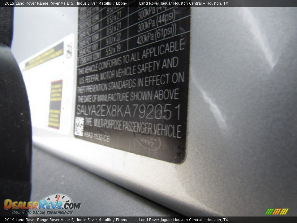 2019 Land Rover Range Rover Velar S Indus Silver Metallic / Ebony Photo #36