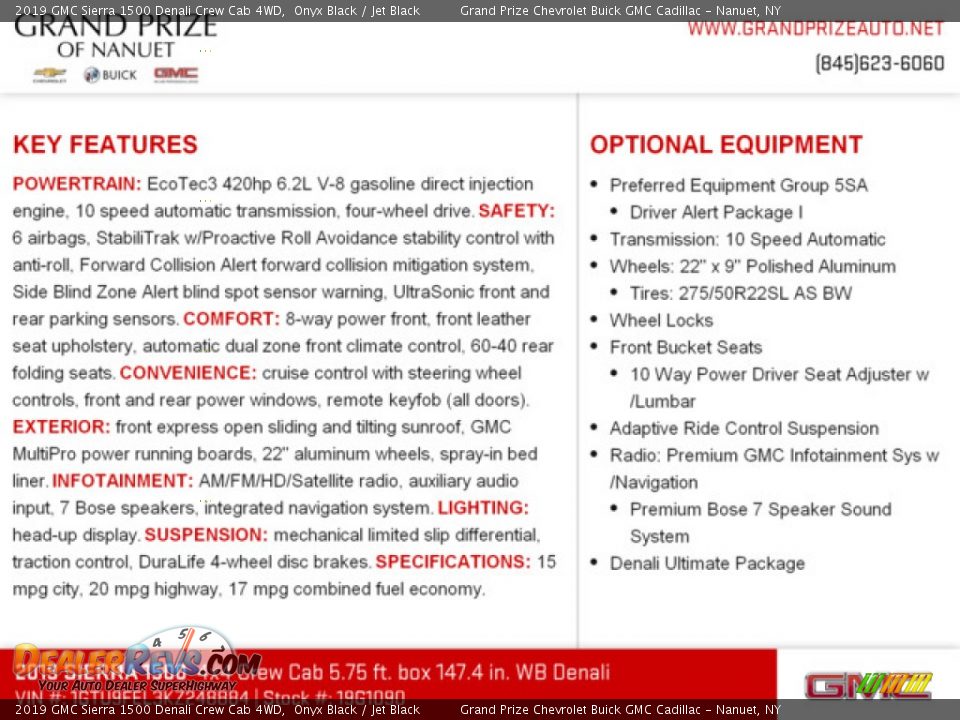 2019 GMC Sierra 1500 Denali Crew Cab 4WD Onyx Black / Jet Black Photo #10