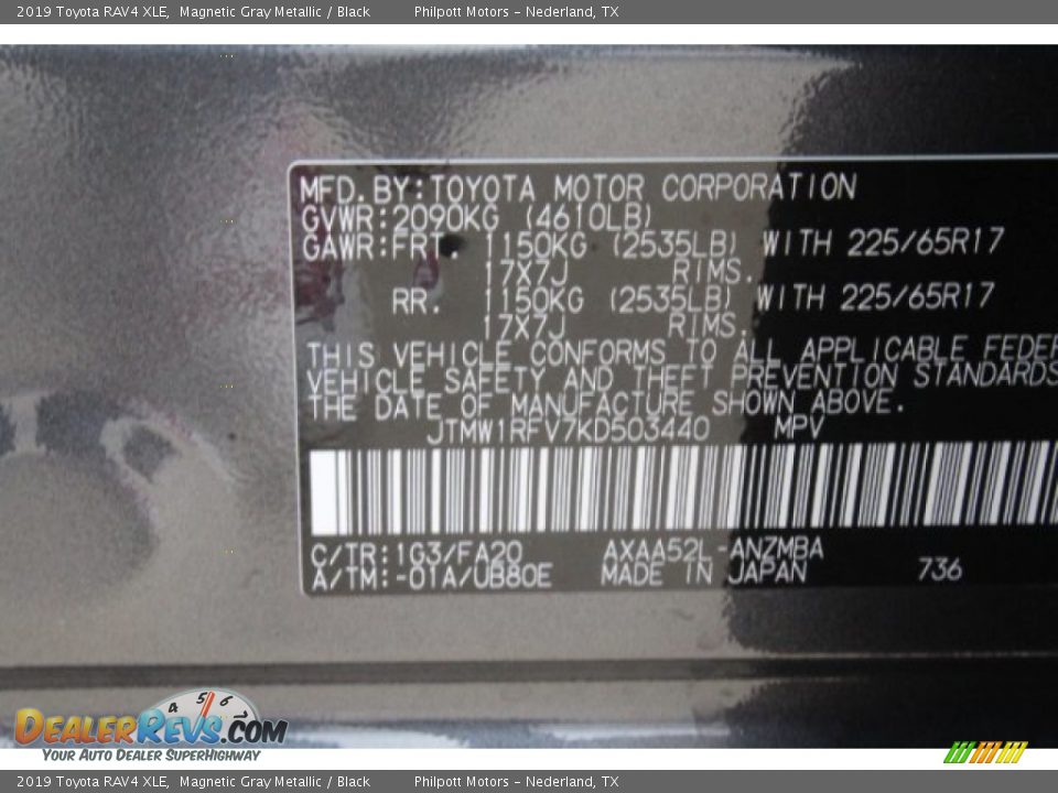 2019 Toyota RAV4 XLE Magnetic Gray Metallic / Black Photo #20