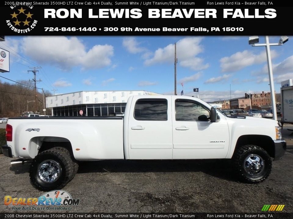 2008 Chevrolet Silverado 3500HD LTZ Crew Cab 4x4 Dually Summit White / Light Titanium/Dark Titanium Photo #1