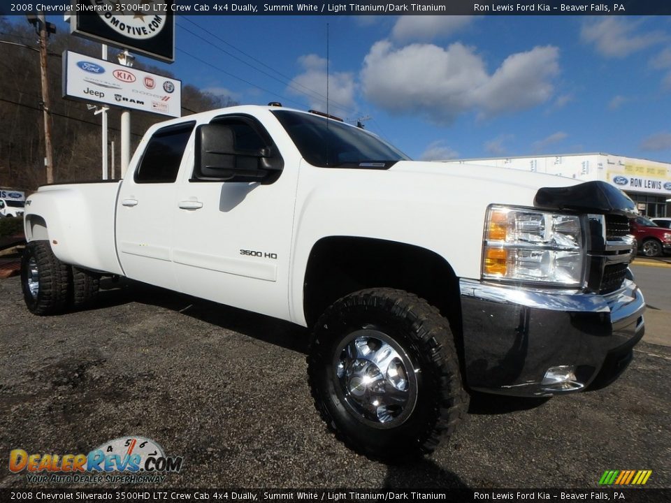 2008 Chevrolet Silverado 3500HD LTZ Crew Cab 4x4 Dually Summit White / Light Titanium/Dark Titanium Photo #8