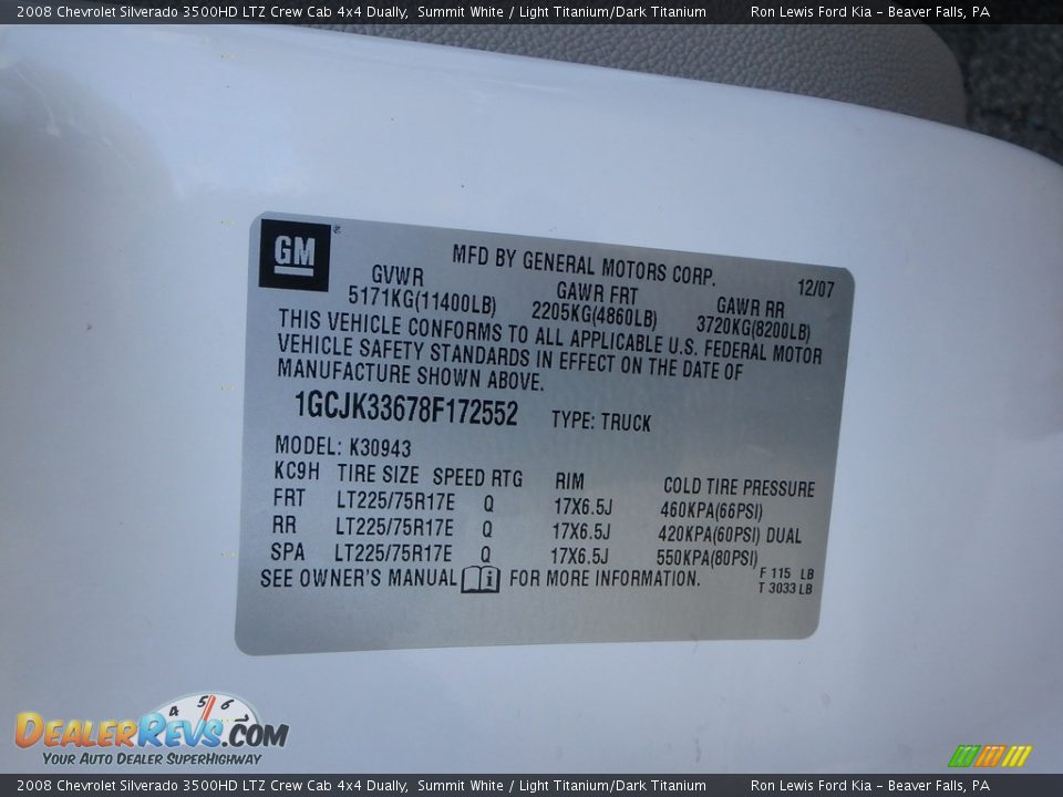 2008 Chevrolet Silverado 3500HD LTZ Crew Cab 4x4 Dually Summit White / Light Titanium/Dark Titanium Photo #14