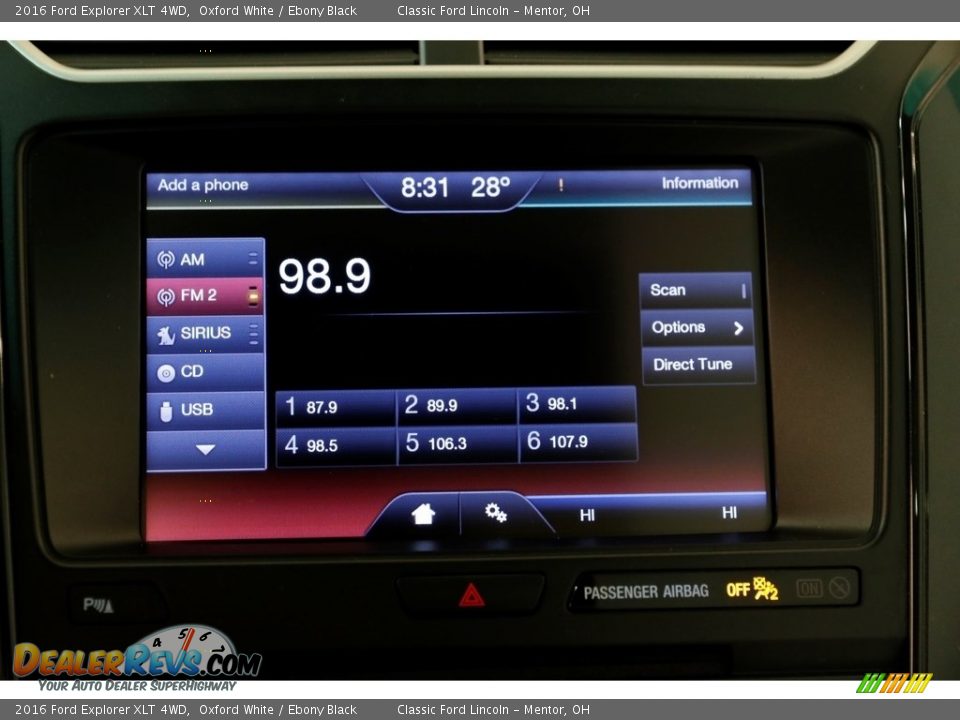 2016 Ford Explorer XLT 4WD Oxford White / Ebony Black Photo #11