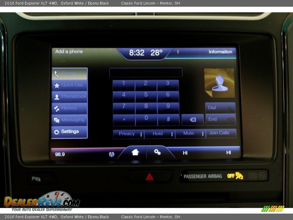 2016 Ford Explorer XLT 4WD Oxford White / Ebony Black Photo #12