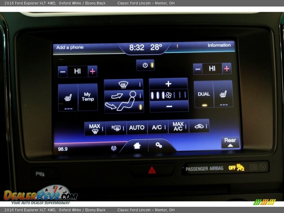 2016 Ford Explorer XLT 4WD Oxford White / Ebony Black Photo #13