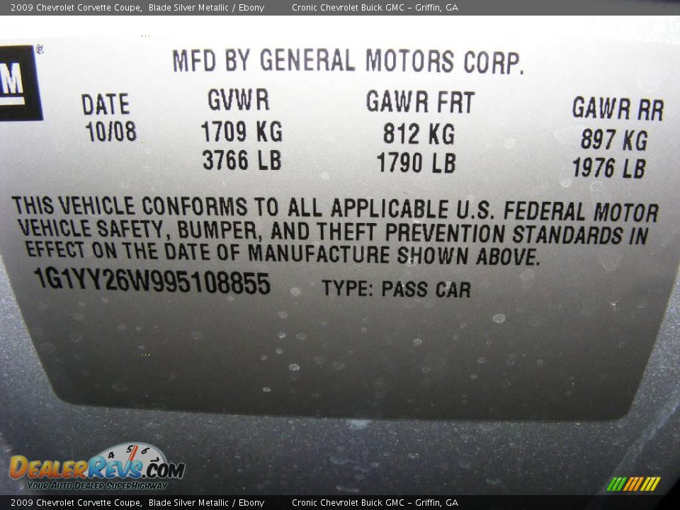 2009 Chevrolet Corvette Coupe Blade Silver Metallic / Ebony Photo #19