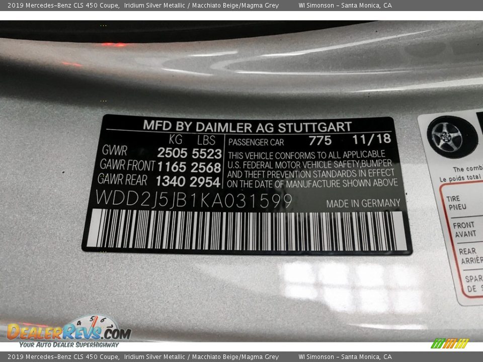 2019 Mercedes-Benz CLS 450 Coupe Iridium Silver Metallic / Macchiato Beige/Magma Grey Photo #11