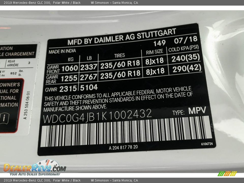 2019 Mercedes-Benz GLC 300 Polar White / Black Photo #11