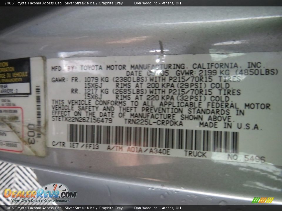 2006 Toyota Tacoma Access Cab Silver Streak Mica / Graphite Gray Photo #33