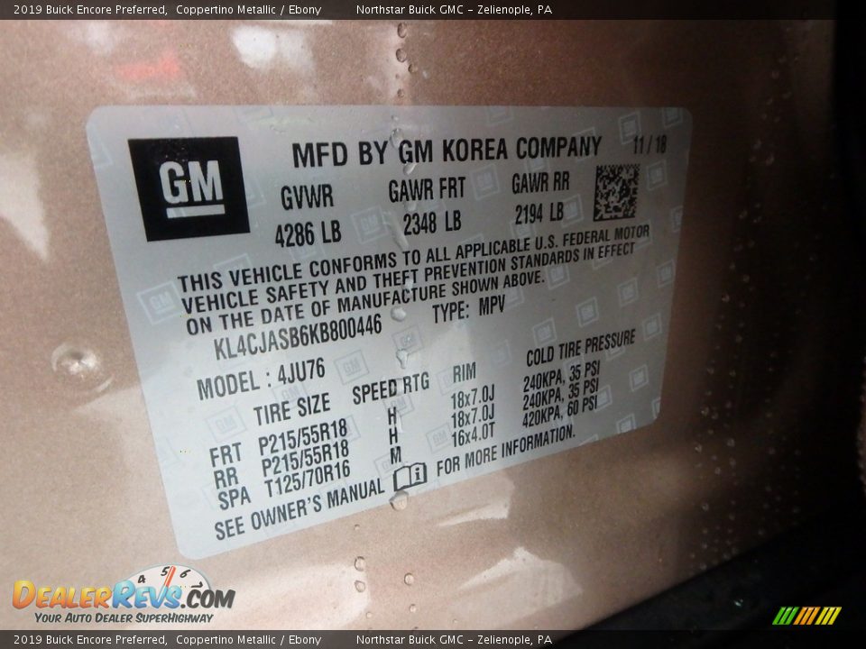 2019 Buick Encore Preferred Coppertino Metallic / Ebony Photo #16